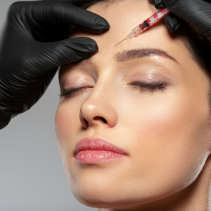 Botox injection on forehead